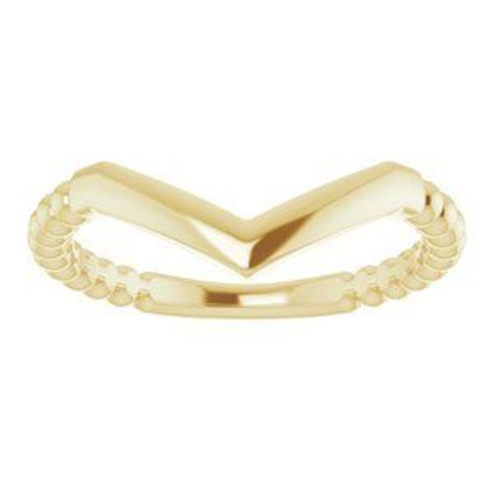 14k Yellow Stackable Beaded V-Ring - image 3